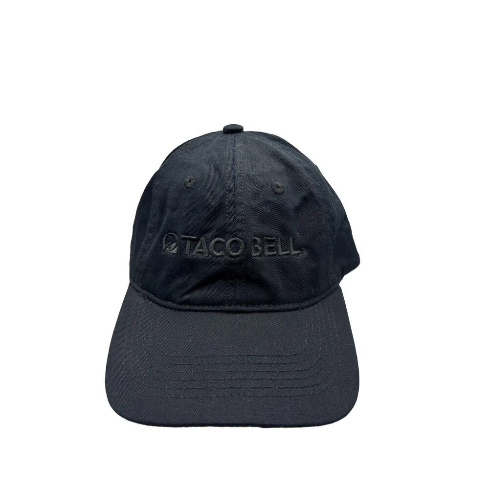 Taco Bell Embroidered Logo Strapback Hat Black Cotton Dad Cap Brass Buckle OSFA